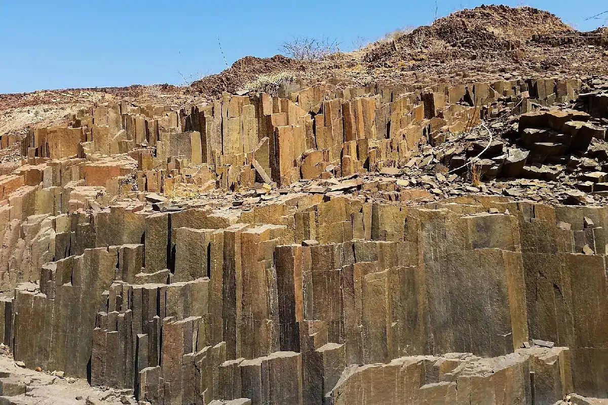 The Organ Pipes basalt columns near Twyfelfontein in Damaraland