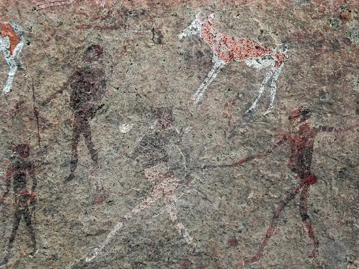 White Lady rock painting Brandberg Mountain Namibia — San rock art at Maack Shelter